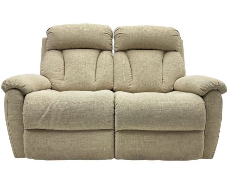 La-Z-boy - two-seat manual reclining sofa upholstered in neutral beige fabricDimensions: Height:&nbsp;106cm&nbsp; Length/Widt