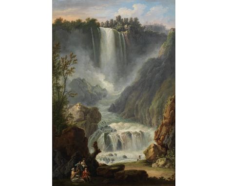 Claude Louis Châtelet (Paris 1753-1794)A view of the Cascata delle Mamore, near Terni, with elegant figures in the foreground