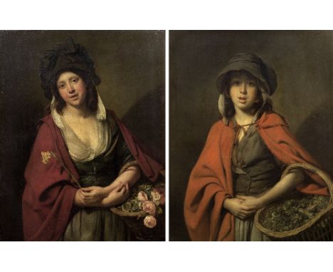 Johann Joseph Zoffany (Frankfurt-am-Main 1733-1810 Strand-on-the-Green)The Flower Girl; and The Watercress Girl a pair, oil o