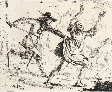 HANS ULRICH FRANCKH Kaufbeuren um 1590/95 - 1675 Augsburg: Der nächtliche Überfall - Zwei raubende und mordende Soldaten in e