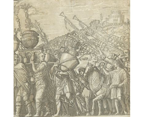 ANDREA ANDREANI 1541/46 - Mantua - 1623: Der Triumphzug des Julius Caesar: Vasenträger, geschmückte Opferochsen und Fanfarenb