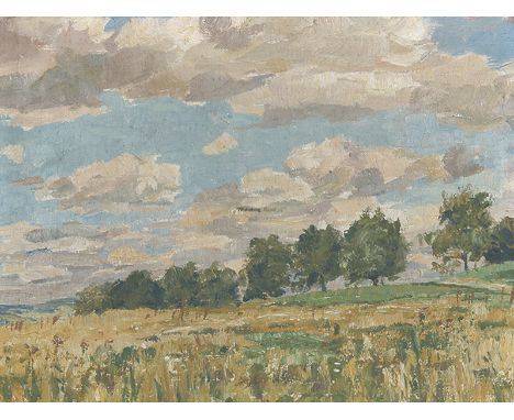 WILHELM NAGEL Mannheim 1866 - 1945 Baden-Baden: Landschaft. Oel auf Leinwand. Verso mit dem Künstleradress-Stempel „Prof. Wil