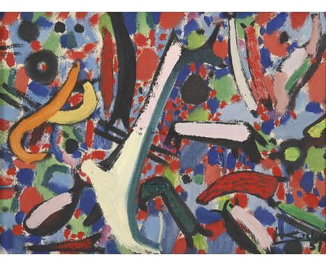 HANS KUHN 1905 - Baden-Baden - 1991: „Kleiner Garten“. Oel auf Leinwand 1951. Signiert und datiert sowie verso auf dem Spannr