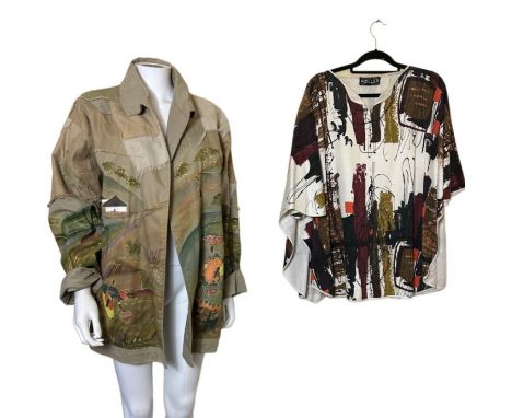 vintage fashions to include a 1990s hand painted jacket with south african scenes (still tagged), an interesting poncho in wh