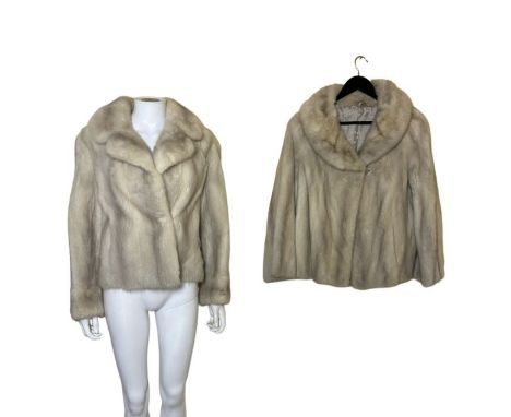 2 silver saphire cross mink jackets, one small sized 50s/60s with split cuffs and a damask lining with paisley type motif and