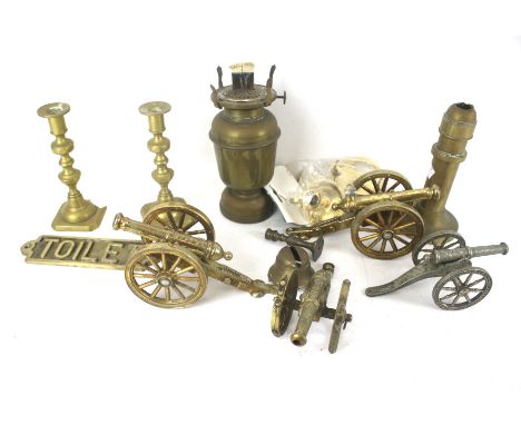 A selection of vintage brassware including model canons, etc. Max. H20cm