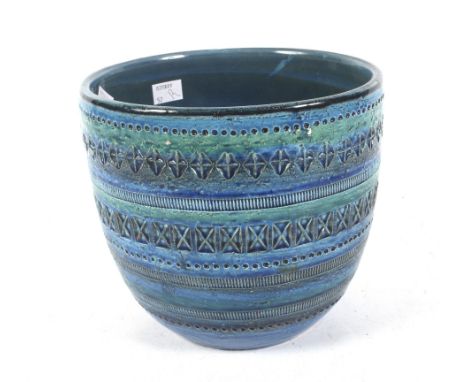 A Bitossi blue ceramic planter vase. No 701/20. H18.5cm