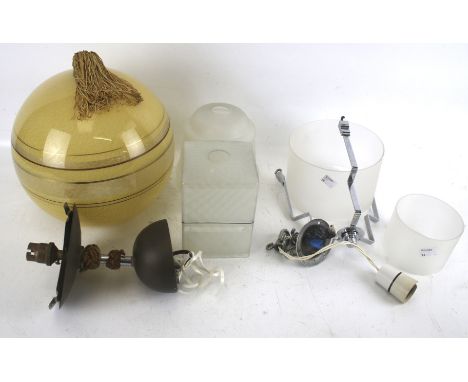 A collection of assorted glass ceiling lamp shades and a ceiling light. Max. H28cm