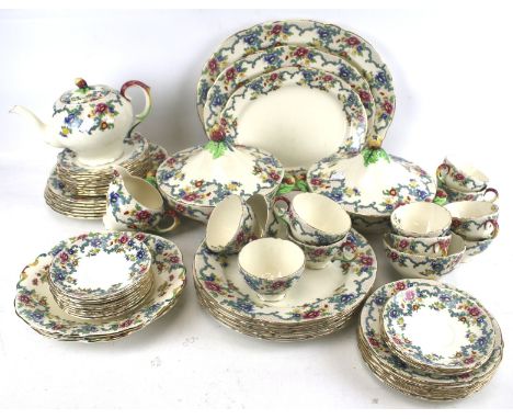 A Royal Cauldon 'Victoria' tea and dinner service. Including a teapot and two tureens, etc. Max. H18cm