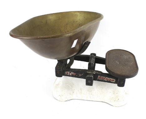 Vintage set of Avery balance scales. With brass bowl. H33cm