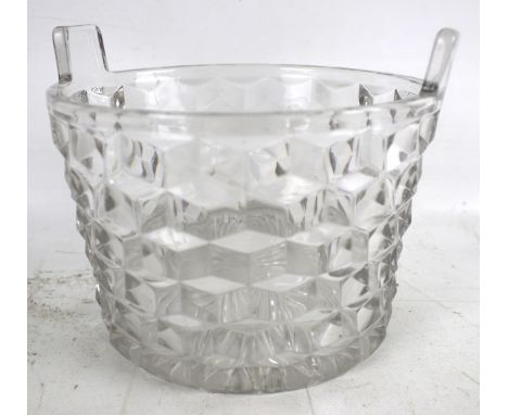 An Art Deco Fostoria glass ice bucket. With cube decoration, H14cm