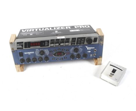 Three pieces of electronic musical equipment. Comprising a Behringer Virtualizer Pro, model No DSP2024P, a Behringer V-amp pr