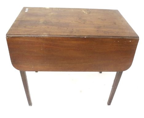 A vintage mahogany Pembroke table. On square tapering supports. L81cm x D49cm x H72cm