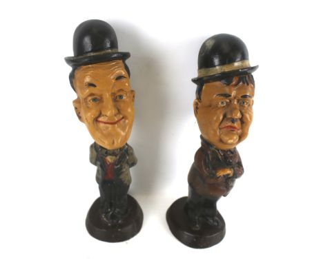 Two vintage Laurel and Hardy resin figures. H40cm