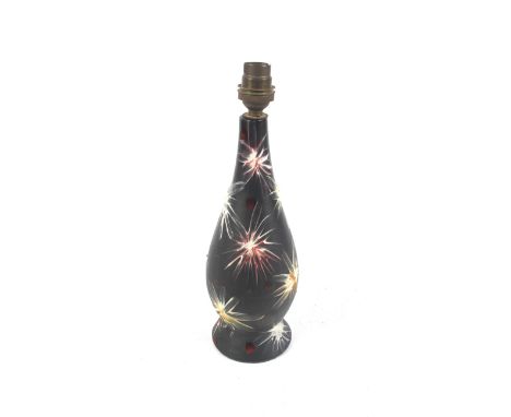 A mid-century retro ceramic bottle table lamp base. H30cm Condition Report: Base is hollow. The lamp holder is held in place 