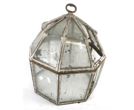 A vintage octagonal glass garden closh. H46cm