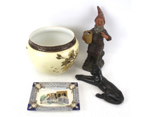 Four pieces of 19th century and later ceramics. Comprising a Wilhelm Schiller & Sons WS&S Pottery rectangular dish decorated 