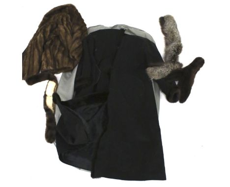 An Alcantara, Milan mink trimmed full length coat and a selection of vintage furs. 