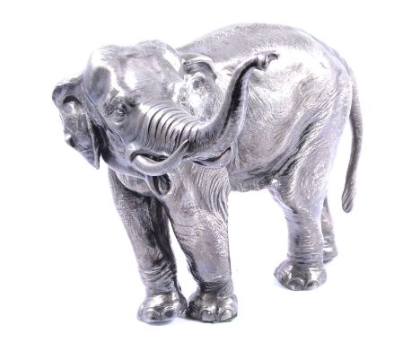 Silver plated model, elephant, apparently unmarked, 25cm.Condition report:There is a dong to its back and numerous scratches 