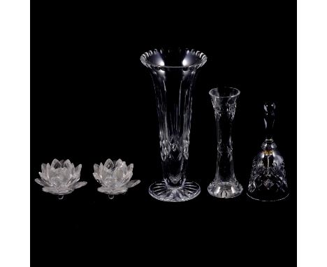 Quantity of 20th century glassware, including Bohemian ruby overlaid glass dish, opaque glass bud vase, various cut glass and