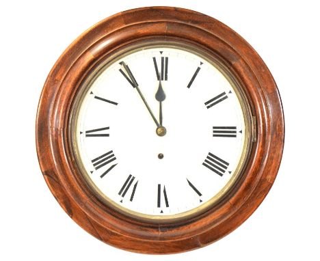 Wall clock, mahogany case, painted dial, spring driven movement, diameter 44cm.Condition report:There is a winding key. (howe