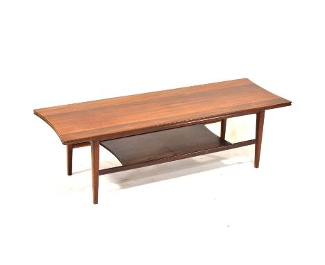 Mid-century afromosia coffee table, attributed to Richard Hornby for Fyne Ladye, possibly retailed through Heals, shaped rect