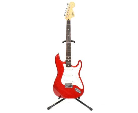 Squier Strat by Fender six string electric guitar, Affinity series, made in Indonesia, IC40950212, 99cm, in a Ritter Super Pa