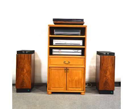 Bang &amp; Olufsen three-piece sound system, including Beolab 5000 amplifier, Beomaster 5000 tuner, and Beogram 4000 turntabl