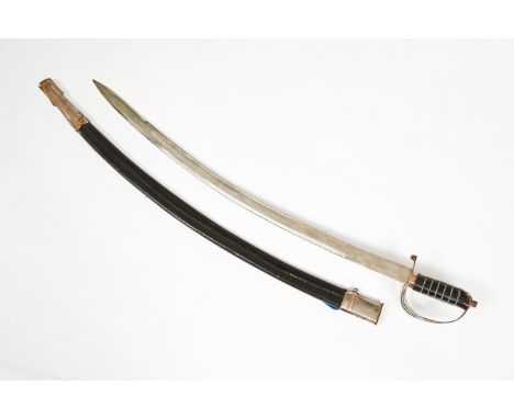 CONTINENTAL SABRE
with etched single-edged blade, black leather scabbard, 95cm long