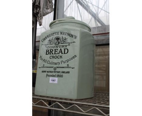 A VINTAGE STONEWARE 'CHARLOTTE WATSONS' BREAD CROCK 