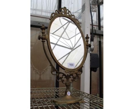 A VINTAGE BRASS SWING FRAME DRESSING TABLE MIRROR 