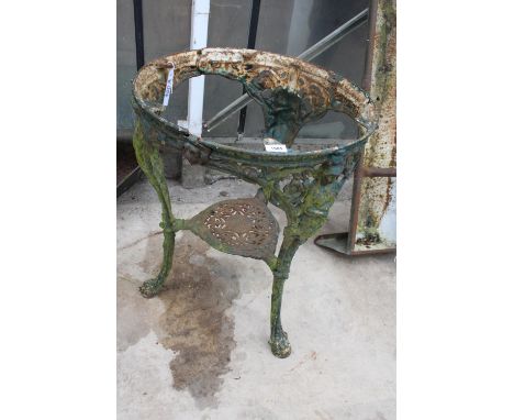 A VINTAGE CAST IRON BRITANNIA STYLE PUB TABLE BASE 