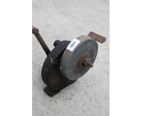 A VINTAGE MANUAL BENCH GRIND STONE 