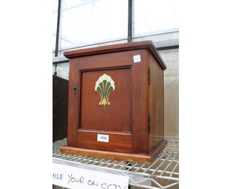 A VINTAGE MAHOGANY STORAGE CUPBOARD 