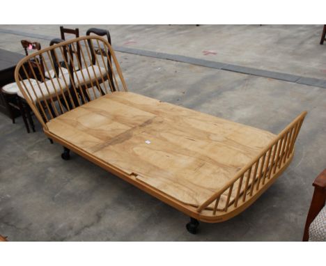A BLONDE ERCOL WINDSOR SINGLE BED BASE 