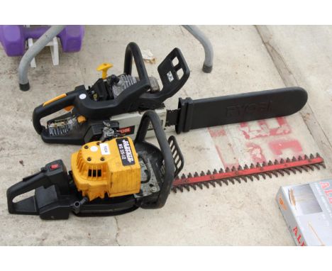 A PARTNER HG55-12 PETROL HEDGE TRIMMER AND A RYOBI PETROL CHAINSAW 