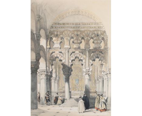 Louis Haghe, after David Roberts - 'The Mosque, Cordova' (Mosque-Cathedral of Córdoba), 19th century stone lithograph with ha