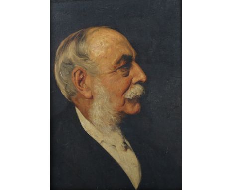 Arnold Mountfort - Half Length Profile Portrait of a Gentleman identified as Albert I. Boss, oil on canvas, signed and dated 