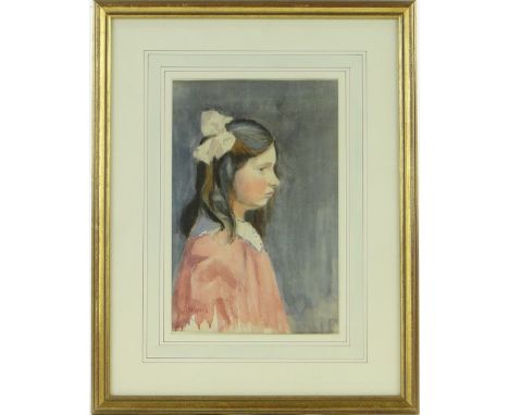 William Hyams (born 1878)
watercolour, portrait of a girl, signed, 11.5" x 7.5", framed and watercolour, ship portrait of HMS