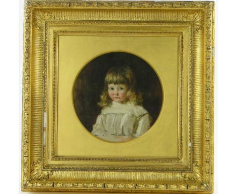 late 19th/early 20th century oil on canvas, portrait of a girl, indistinctly signed, label verso from Doig Wilson & Wheatley,