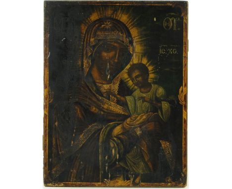 Greek School,
19th century painted and gilded icon on wood panel, 12.5" x 10", unframed.