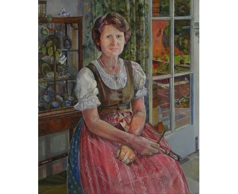 Margaret Foreman (born 1951),
oil on canvas, portrait of a woman, signed, 26" x 22", framed.
