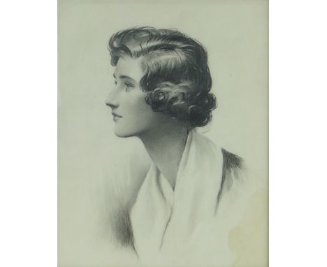 Thomas Percival Anderson (1885-1936),
graphite drawing circa 1930s, portrait of a girl, inscribed verso, 22" x 17.5", framed.