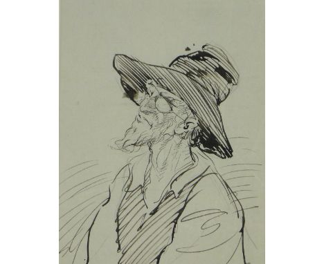 Australian School,
ink portrait of an old man, inscribed verso Alexander McKelvey - prospector, Coopers River, Queensland 187