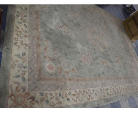 A Chinese Woollen Carpet Square on Pale Green Ground. 375cm x 275cm