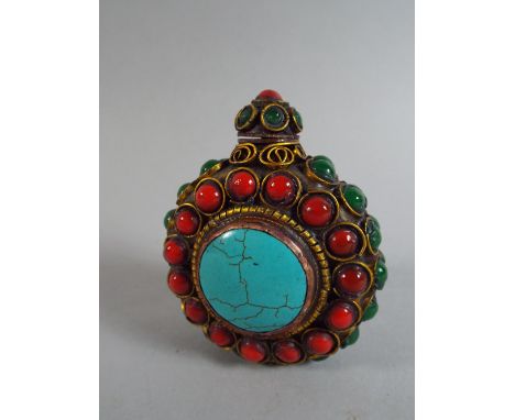 A Jewelled Oriental Opium Flask. 8cm High