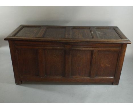 A 19th Century Oak Four Panel Coffer Chest. 157x61x72cm