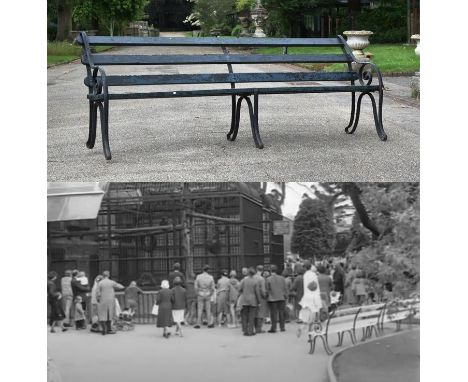 Former Bristol Zoo Gardens - an original Victorian 19th century bench, from the former Bristol Zoo Gardens, Clifton. Cast iro