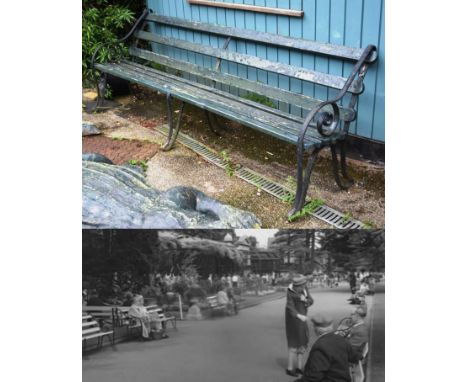 Former Bristol Zoo Gardens - an original Victorian 19th century bench, from the former Bristol Zoo Gardens, Clifton. Cast iro