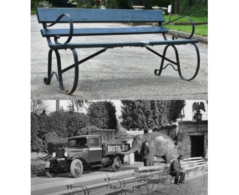 Former Bristol Zoo Gardens - an original Victorian 19th century bench, from the former Bristol Zoo Gardens, Clifton. Cast iro